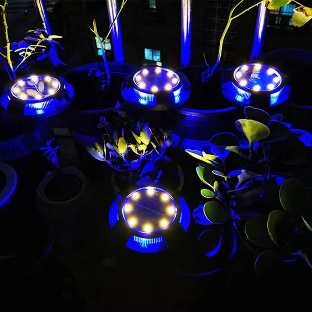 Outdoor Solar LED Ground Lights with Disk Style Design
