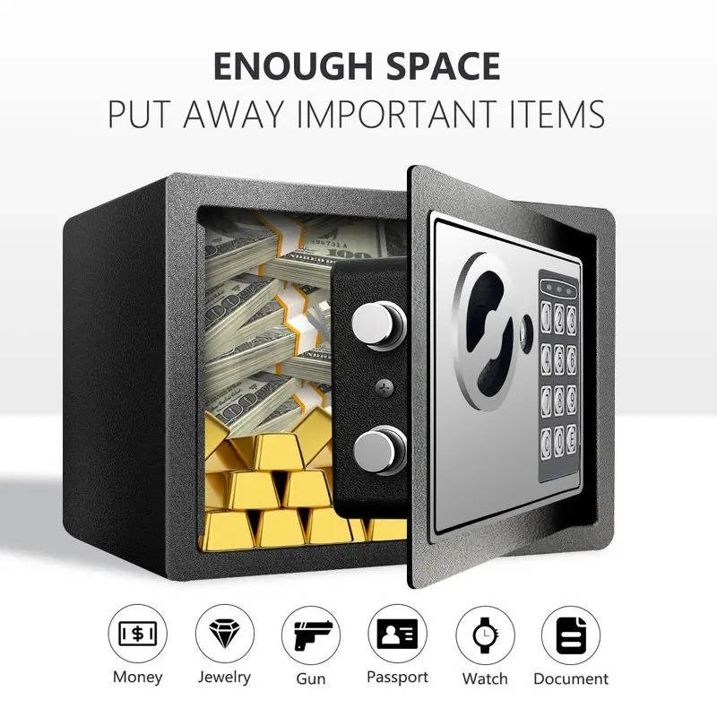 Compact Digital Safe with Keypad Lock Light and Backup Keys