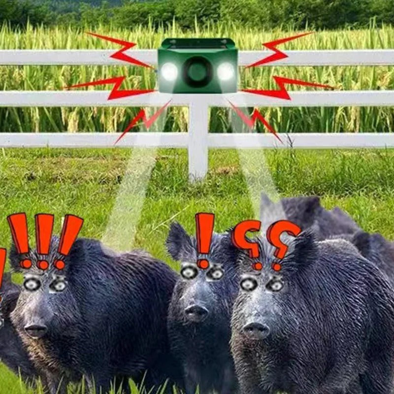Solar Animal Deterrent Light with Dual Flashing Spotlights and Alarm