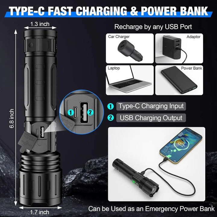 LED Flashlight with Adjustable Focus for Outdoor Use