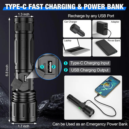 LED Flashlight with Adjustable Focus for Outdoor Use
