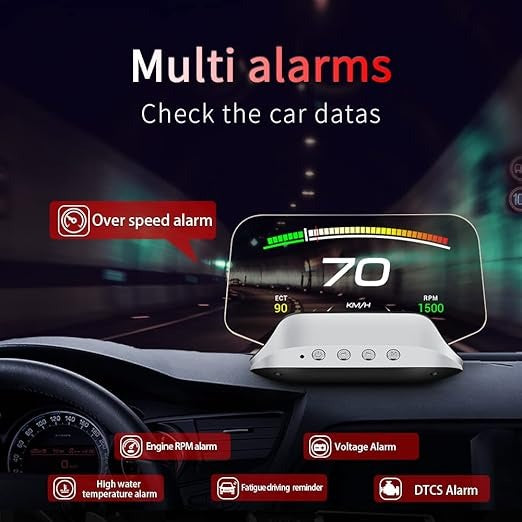 GPS Speed Monitor Head-Up Display with Auto-Dimming Brightness for Windshield Projection