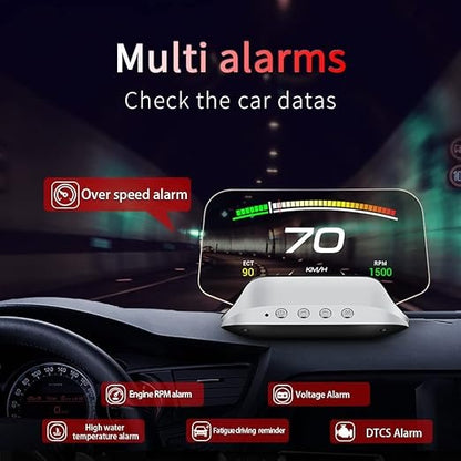 GPS Speed Monitor Head-Up Display with Auto-Dimming Brightness for Windshield Projection