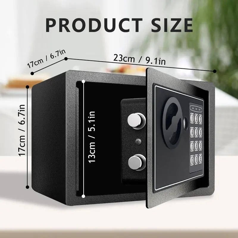 Compact Digital Safe with Keypad Lock Light and Backup Keys