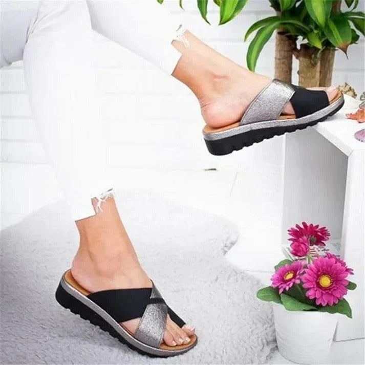 Flat Slip On Summer Sandals with Wide Toe Box and Open Toe Design Style