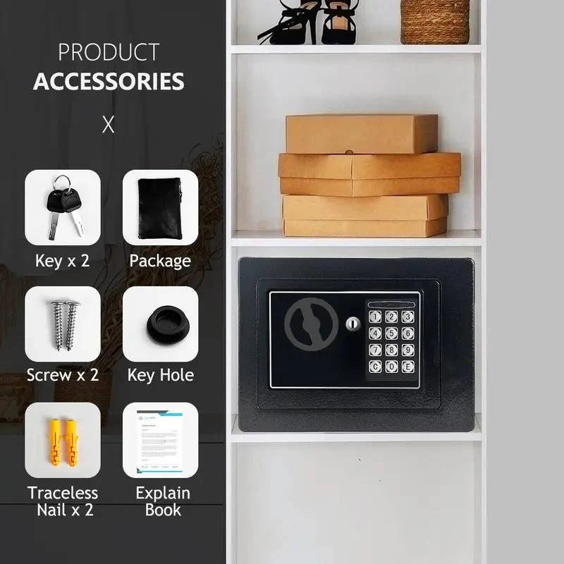 Compact Digital Safe with Keypad Lock Light and Backup Keys