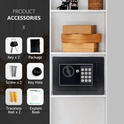 Compact Digital Safe with Keypad Lock Light and Backup Keys