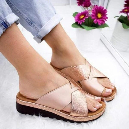 Flat Slip On Summer Sandals with Wide Toe Box and Open Toe Design Style