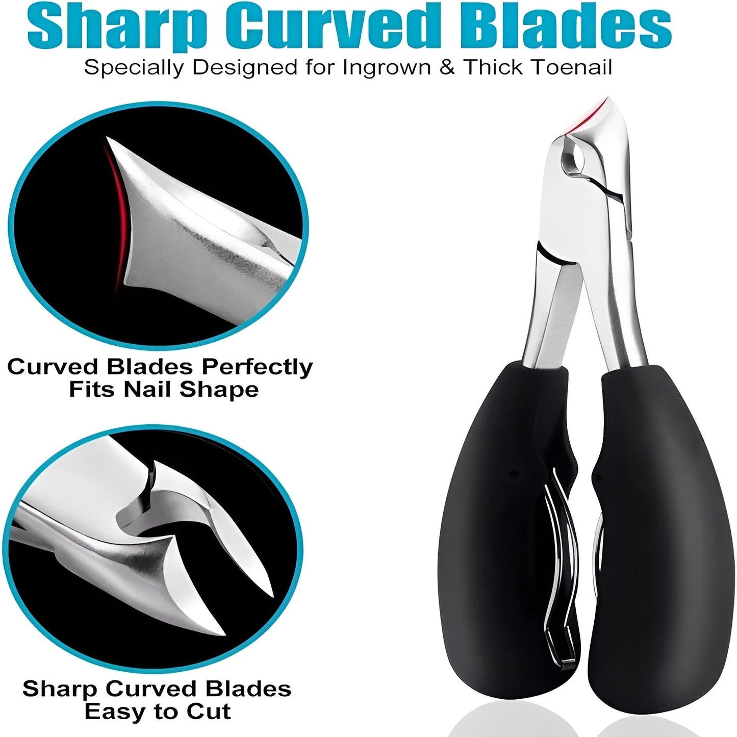 Toenail Clipper for Thick Nails with Curved Blade Design