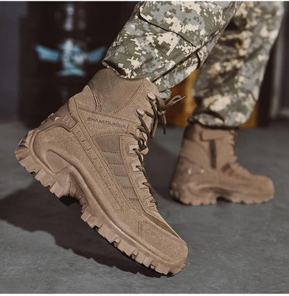 Insulated Ankle Boots with Lace Closure and Tactical Sole for Winter