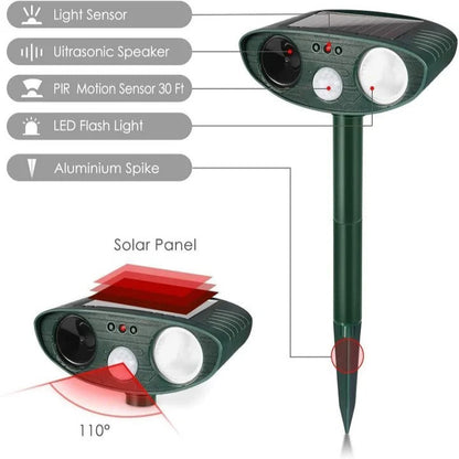 Solar Powered Ultrasonic Chipmunk Repeller for Outdoor Use