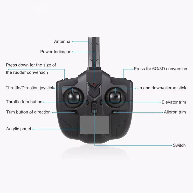 RC Airplane with 6 Axis Gyro 4 Channel Control and 2 Batteries