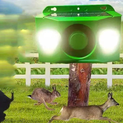 Solar Animal Deterrent Light with Dual Flashing Spotlights and Alarm
