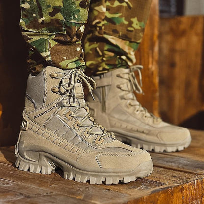 Insulated Ankle Boots with Lace Closure and Tactical Sole for Winter