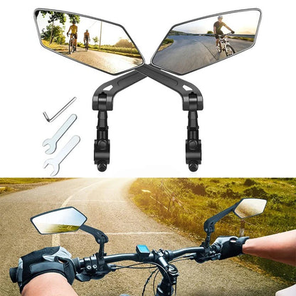 2 Pack Bicycle Handlebar Mirrors, 360 Degree Swivel Rotation