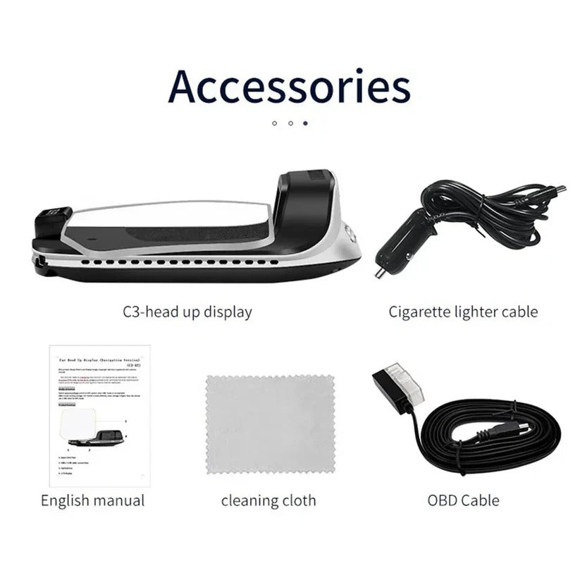 GPS Speed Monitor Head-Up Display with Auto-Dimming Brightness for Windshield Projection