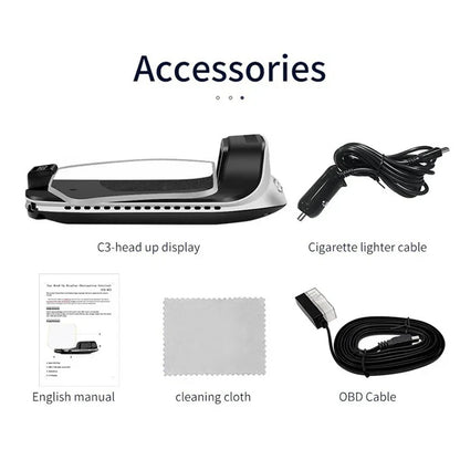 GPS Speed Monitor Head-Up Display with Auto-Dimming Brightness for Windshield Projection