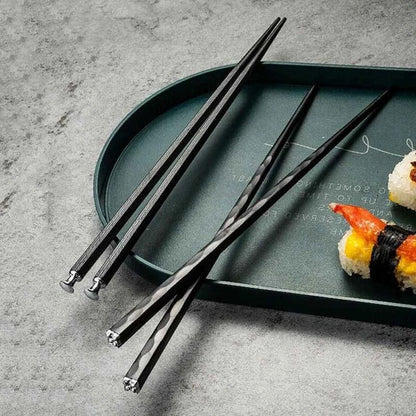 Reusable Chopsticks Set of 5 Pairs with Non Slip Grip Design