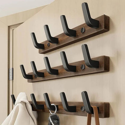 Wall Mounted Coat Hook with Wood and Metal Design