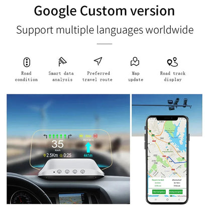 GPS Speed Monitor Head-Up Display with Auto-Dimming Brightness for Windshield Projection