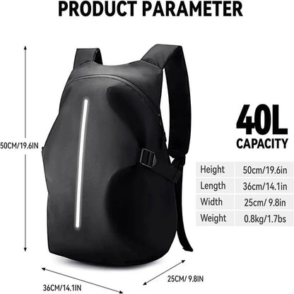 Motorcycle Helmet Backpack 40L with Laptop Pocket and Reflective Strips