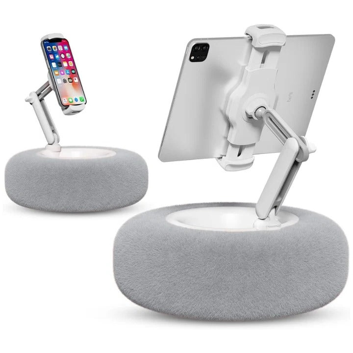 Fuzzy Phone Holder Pillow with Integrated Snack Bowl