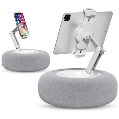 Fuzzy Phone Holder Pillow with Integrated Snack Bowl