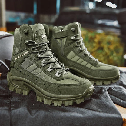 Insulated Ankle Boots with Lace Closure and Tactical Sole for Winter