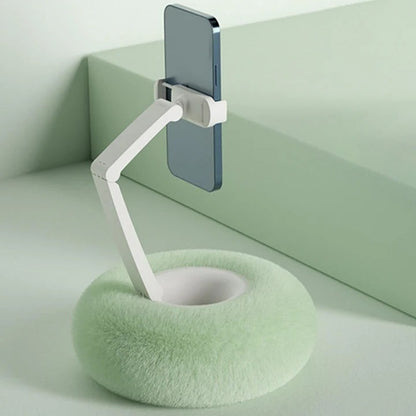 Fuzzy Phone Holder Pillow with Integrated Snack Bowl