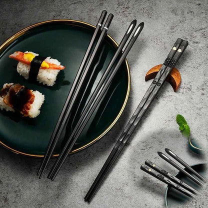 Reusable Chopsticks Set of 5 Pairs with Non Slip Grip Design