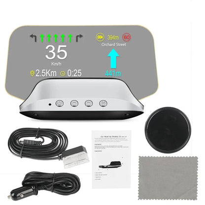 GPS Speed Monitor Head-Up Display with Auto-Dimming Brightness for Windshield Projection
