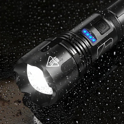 USB Rechargeable Aluminum Flashlight with Battery Indicator