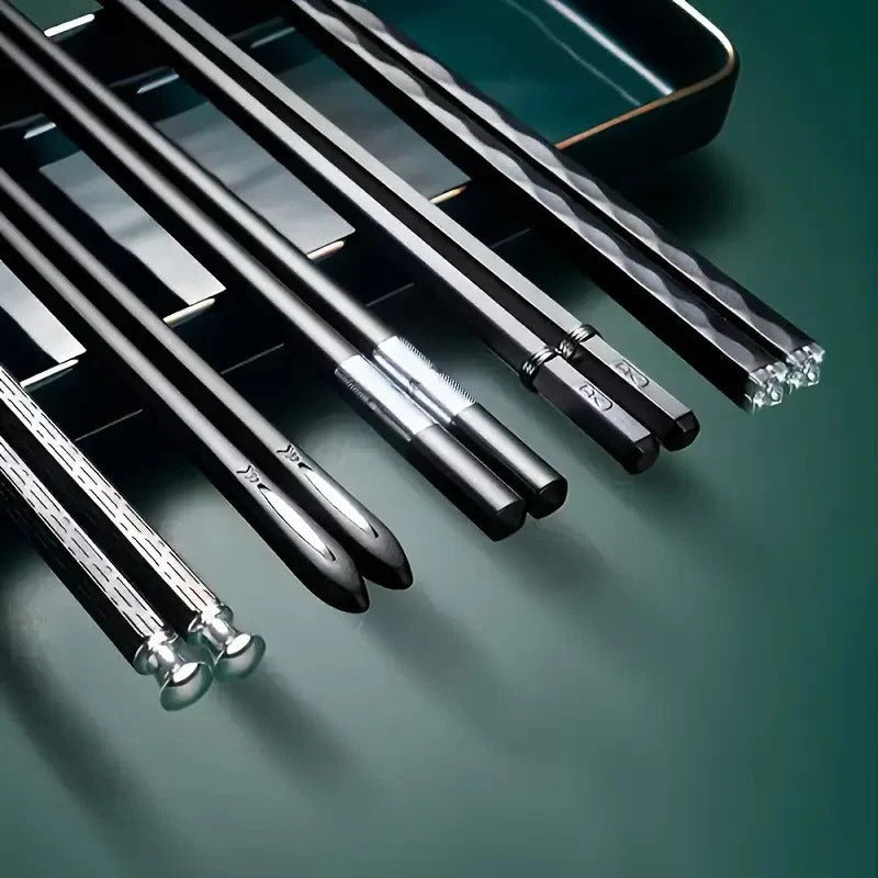 Reusable Chopsticks Set of 5 Pairs with Non Slip Grip Design