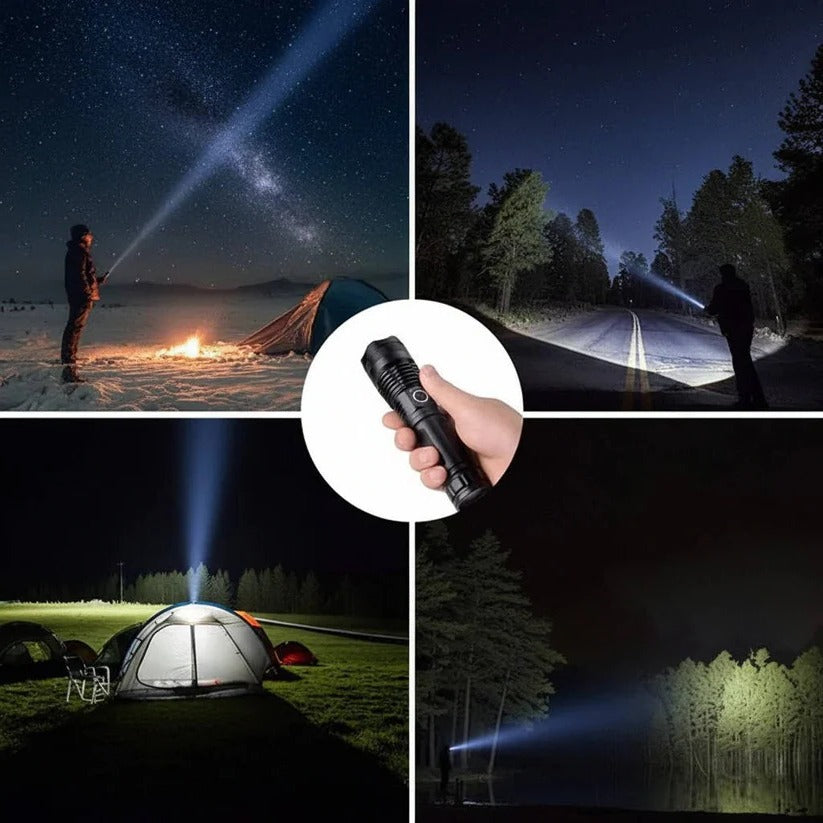 USB Rechargeable Aluminum Flashlight with Battery Indicator
