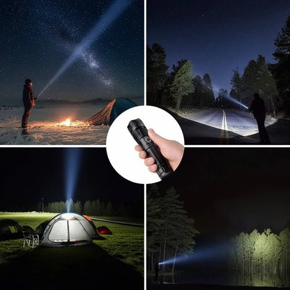 USB Rechargeable Aluminum Flashlight with Battery Indicator