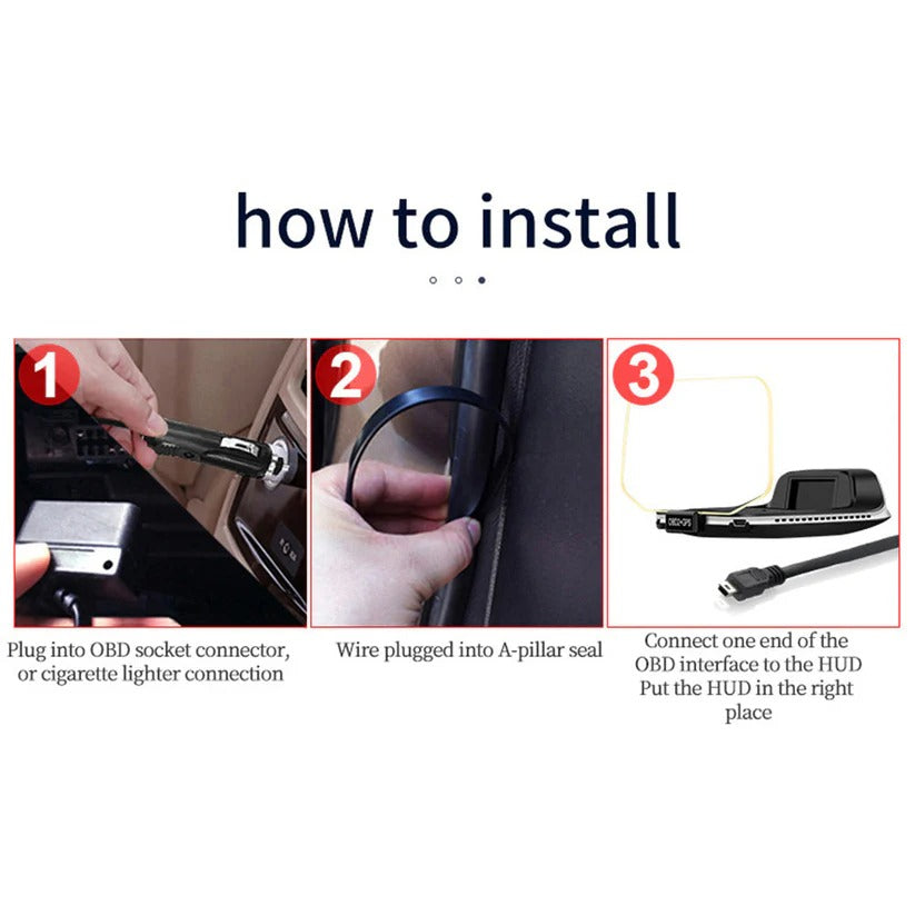 GPS Speed Monitor Head-Up Display with Auto-Dimming Brightness for Windshield Projection