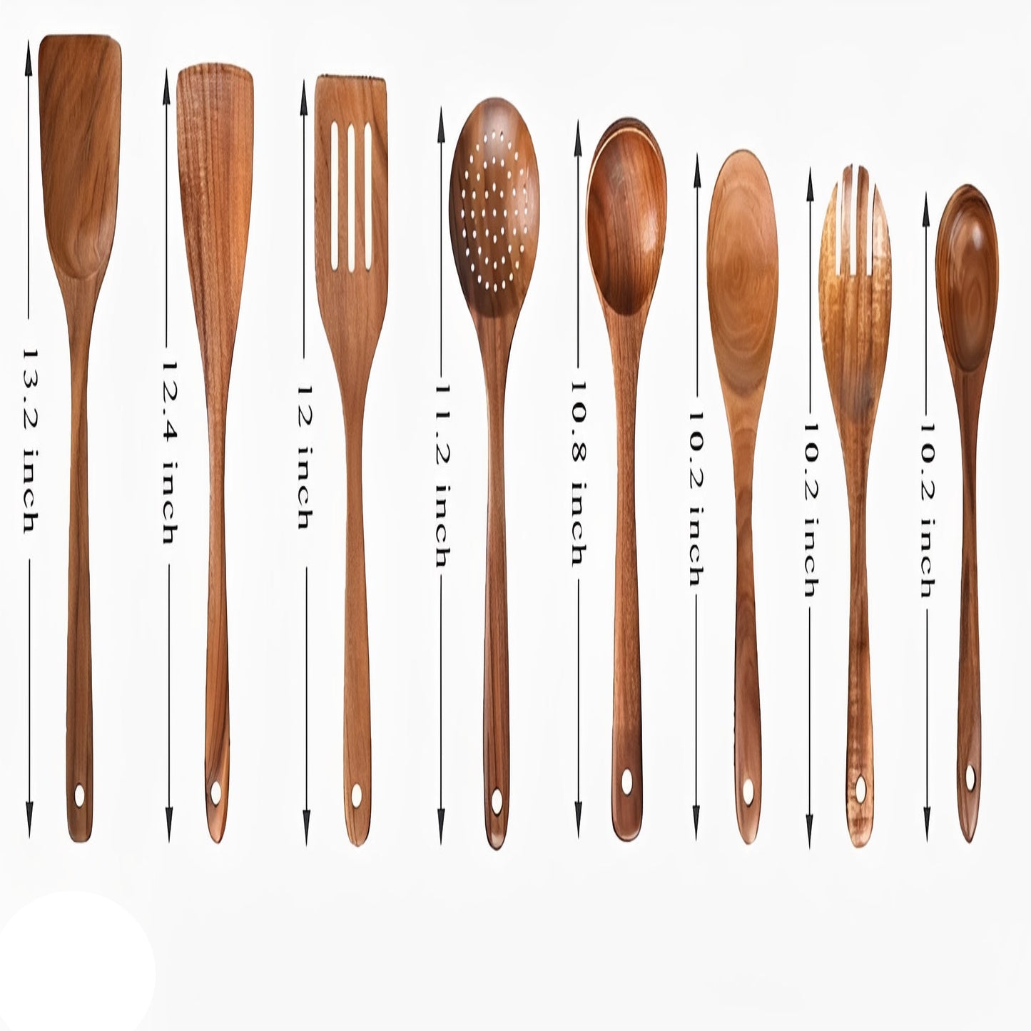 Solid Teak Wood Cooking Tools Utensil, 8 Piece Set