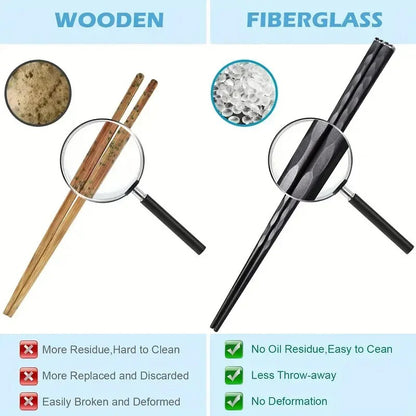 Reusable Chopsticks Set of 5 Pairs with Non Slip Grip Design