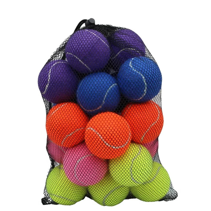 Training Tennis Ball Set with Felt Surface and Mesh Bag, Set of 20