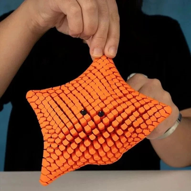 3D Printed Articulated Starfish Fidget Toy for Desk and Travel Use