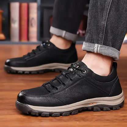 Mens Lace Up Outdoor Shoes with a Three Layer Rubber Sole, Reinforced Toe Cap and Padded EVA Midsole in Black or Brown