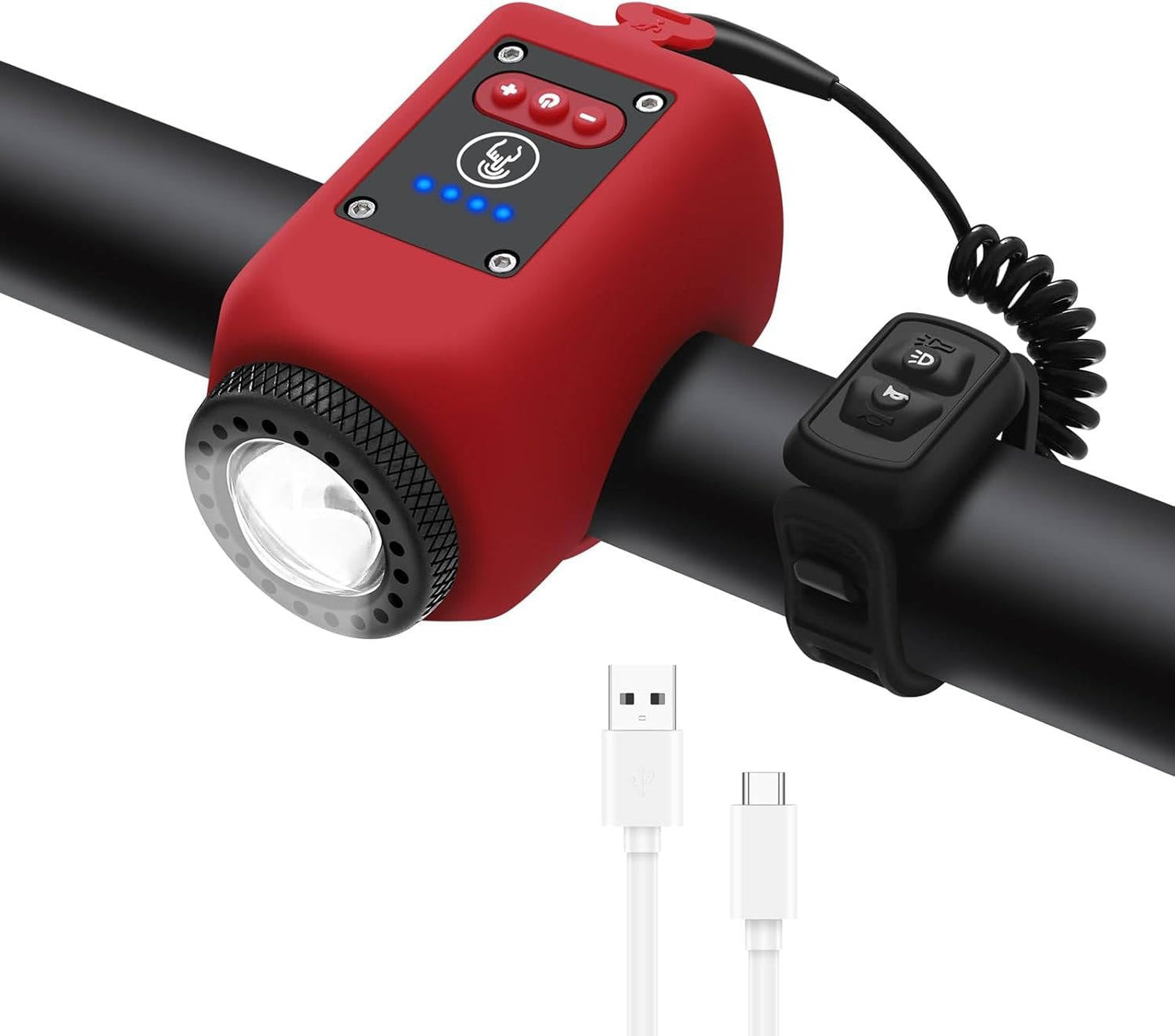 Bicycle Horn and Floodlight with 110dB Sound and 30m Range, IPX5 Waterproof