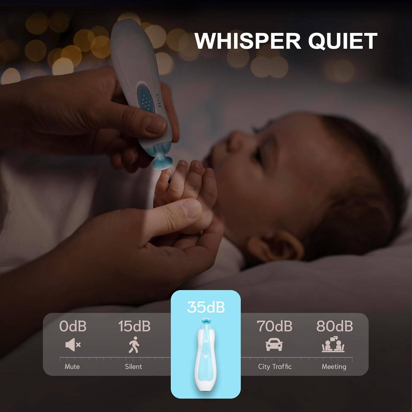 Electric Baby Nail File with Touch Stop Sensor and LED Light, 21 Piece Set