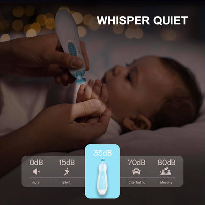 Electric Baby Nail File with Touch Stop Sensor and LED Light, 21 Piece Set