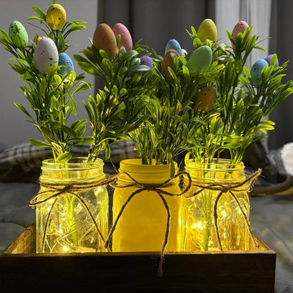 Rustic Wood Tray Centerpiece with Artificial Flowers and Built In LED Lights
