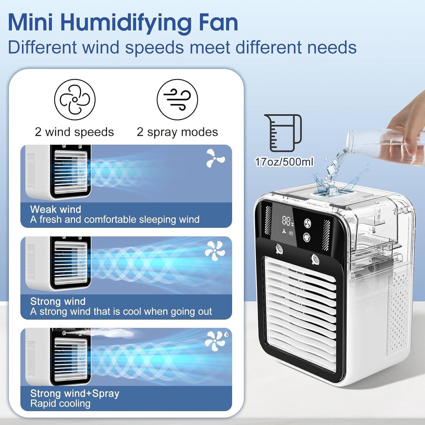 Portable Misting Air Cooler with Dual Nano Spray and Rechargeable Battery