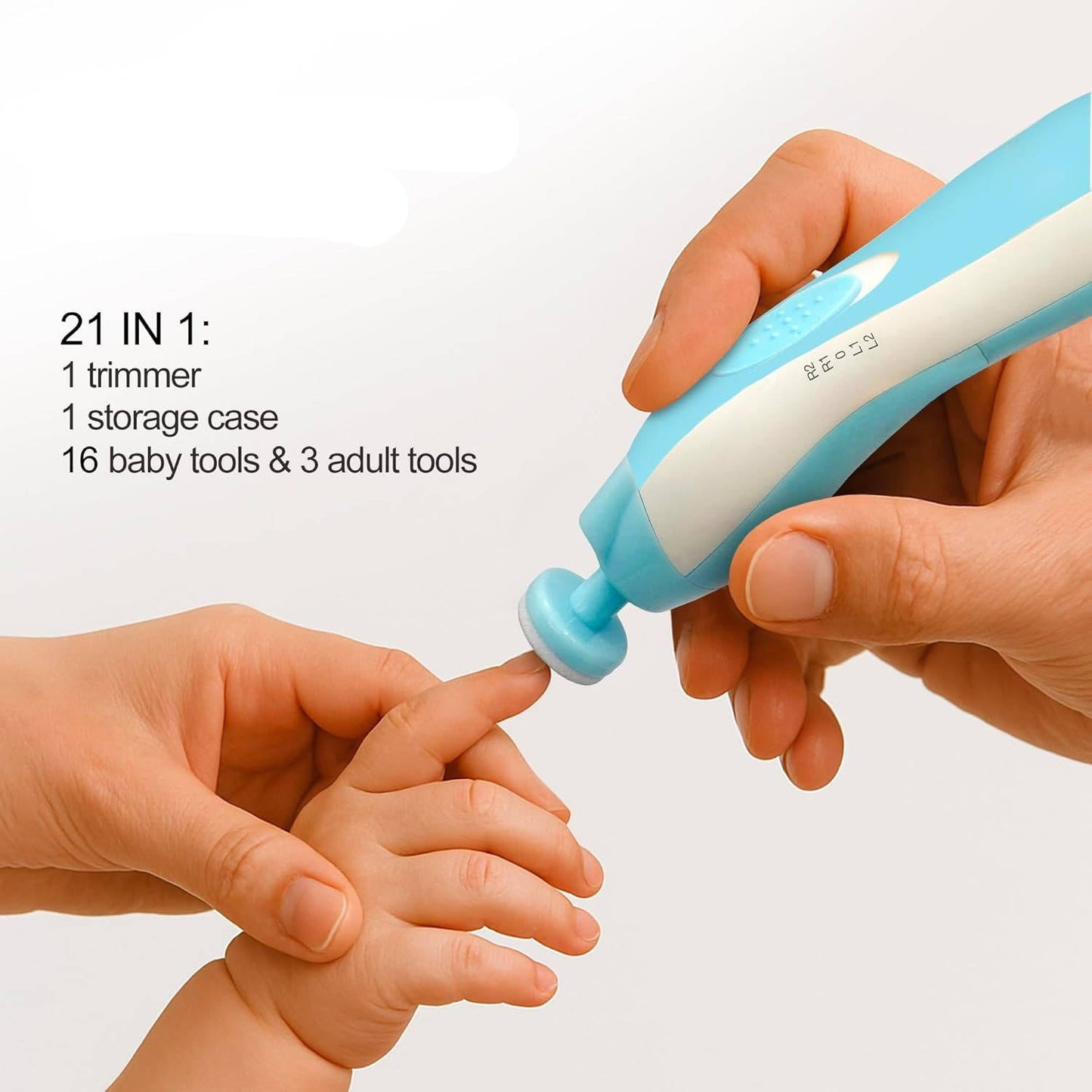 Electric Baby Nail File with Touch Stop Sensor and LED Light, 21 Piece Set