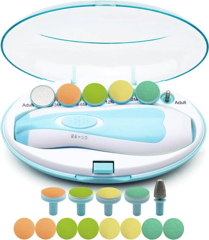 Electric Baby Nail File with Touch Stop Sensor and LED Light, 21 Piece Set