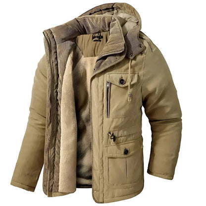 Mens Winter Parka with Sherpa Lining and Dual Closure System
