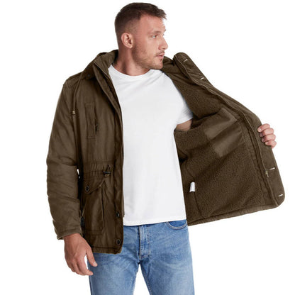 Mens Winter Parka with Sherpa Lining and Dual Closure System